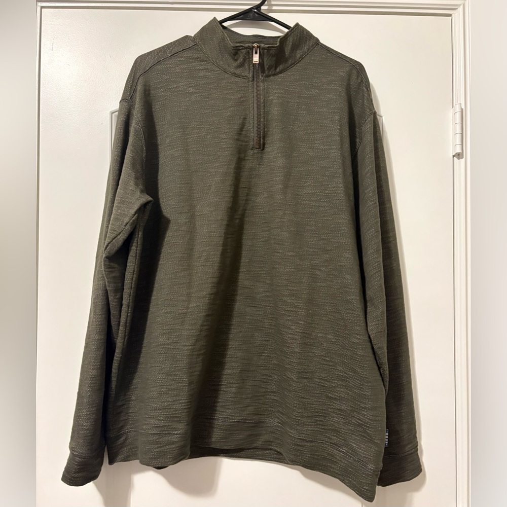 Rowm Men’s Pullover Size X Large XL 1/4 Zip Green Lightweight